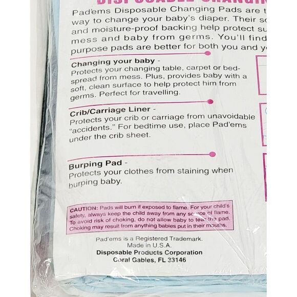 Vintage Padems & Bidems Disposable Changing Pads & Bids 8 Pack Medium - Picture 13 of 15